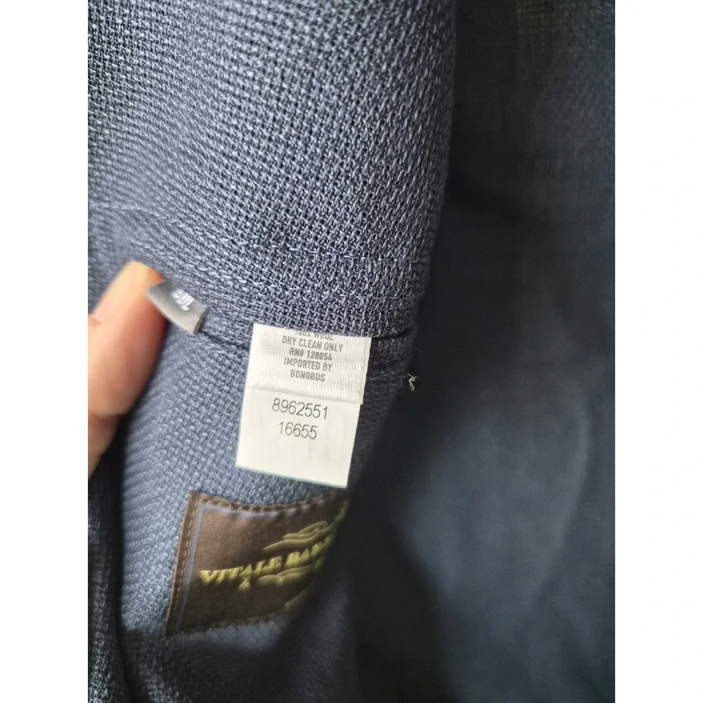 Bonobos Slim Fit 100% Wool Blazer Jacket 40L‎ Navy Vitale Barberis Canonico